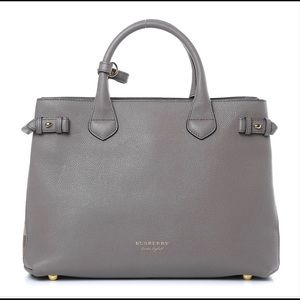 Burberry leather medium banner tote (thistle grey)